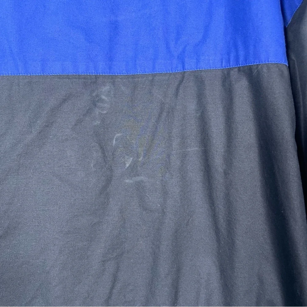 Vintage Polo Mens Large Black Blue Color Block Wool Collar Fleece‎ Lined Jacket